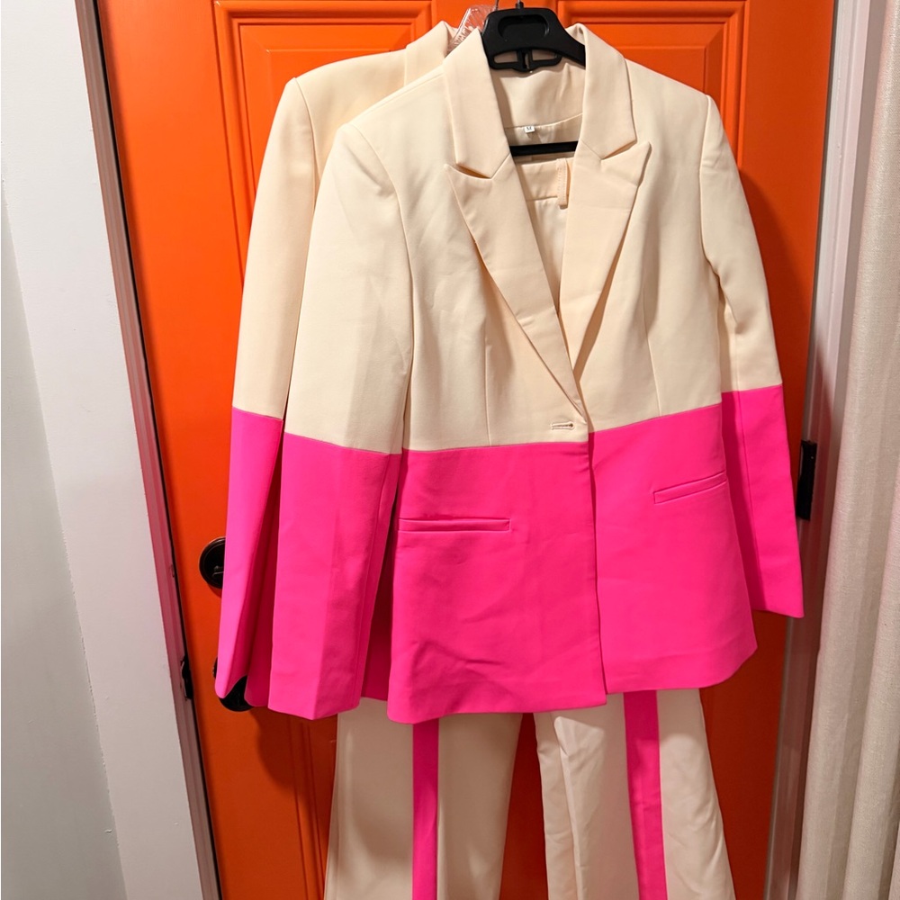 Stylish Pink and Cream Women's Blazer